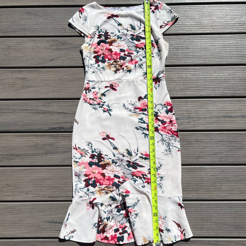 VfEmage/Vfshow; White & Pink Floral; Fit & Flare; Mermaid Style; Midi Dress; S - Picture 2 of 10